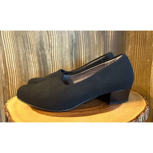 SAS Shoes Lucia Italian Black Pumps Block Heel 1” Leather Sole Stretch Size 7WW‎